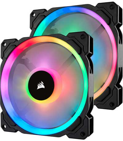 Corsair LL140 RGB 140mm Dual Light Loop RGB LED RGB LED - PWM Fan - Twin Pack (CO-9050074-WW)