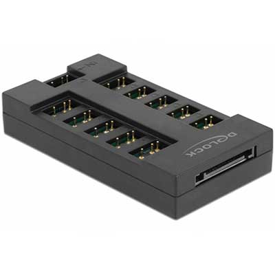 DELOCK RGB hub 64128 για ARGB LEDs, 10 θύρες, μαύρο