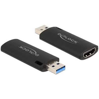 DELOCK αντάπτορας USB σε HDMI 88307, 4K/30Hz, μαύρος