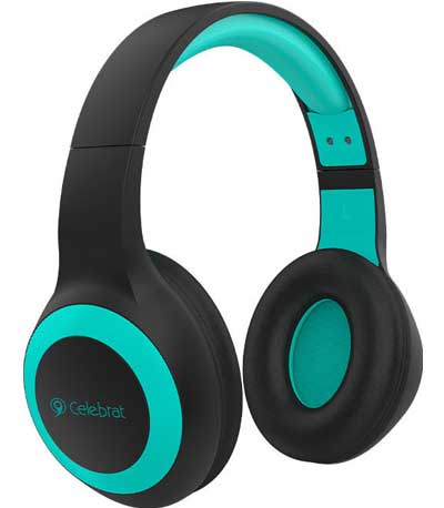 CELEBRAT headphones με μικρόφωνο A23-BL, bluetooth, 40mm, μαύρο-μπλε
