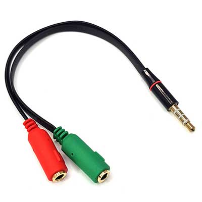 POWERTECH αντάπτορας 3.5mm 4pin σε 2x 3.5mm θηλυκά CAB-J049, 0.2m, μαύρο