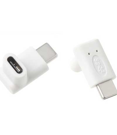 POWERTECH Adapter USB Type-C male σε USB Type-C female 90°, λευκό