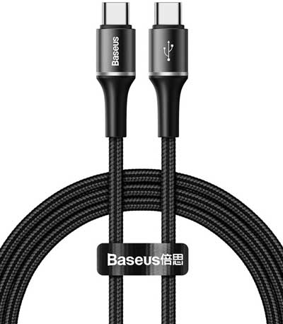 BASEUS καλώδιο USB Type-C CATGH-J01, LED, 3A 60W, PD2.0, 1m, μαύρο