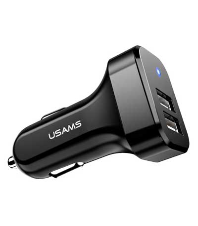 USAMS φορτιστής αυτοκινήτου C13, 2x USB, 2.1A, μαύρος