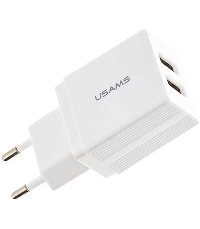 USAMS φορτιστής τοίχου T24 US-CC090, 2x USB, 2.1A, λευκός