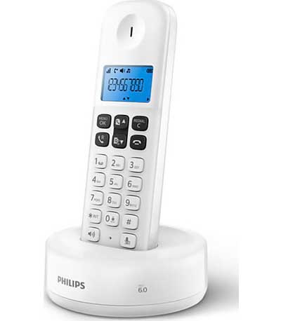 PHILIPS ασύρματο τηλέφωνο D1611W/34, με ελληνικό μενού, λευκό
