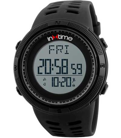 INTIME Ρολόι χειρός Step-01, Pedometer, Θερμίδες, El φωτισμός, μαύρο