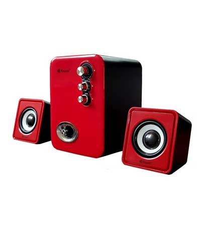 KISONLI Multimedia ηχεία U-2100, 2.1ch, 5W & 2x 3W, USB, κόκκινο