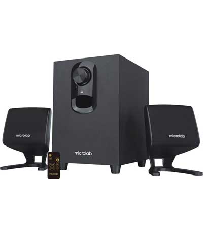 MICROLAB ηχεία M-108BT, 2.1ch, 5W + 2x 3W, bluetooth / USB / AUX, μαύρα