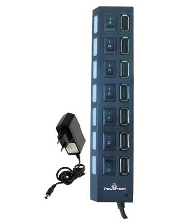Powertech USB 2.0V HUB 7 Port + Μετασχηματιστής ρεύματος