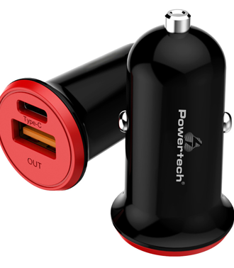 POWERTECH Φορτιστής Αυτοκινήτου PT-713, 1x USB, 1x Type-C, 3A, μαύρο