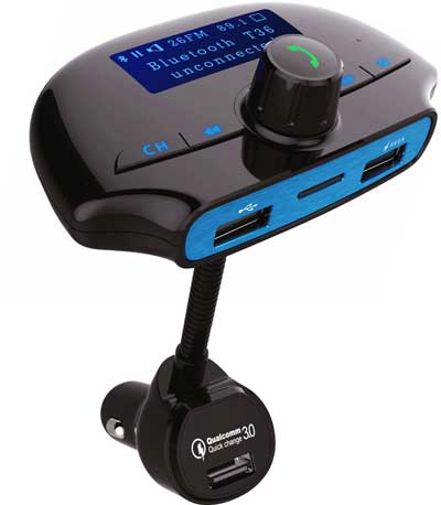 POWERTECH FM Transmitter με LCD οθόνη PT-737, QC 3.0, USB, SD, Bluetooth