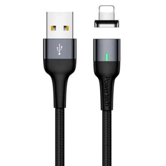 POWERTECH Καλώδιο USB 2.0 σε Lightning PT-755, μαγνητικό, 1m, μαύρο
