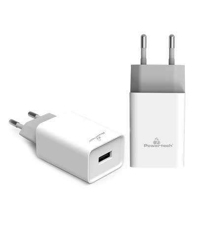 POWERTECH Φορτιστής τοίχου PT-780, 1x USB, 20W, 4A, QC 3.0, λευκός