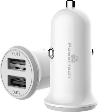 POWERTECH Φορτιστής Αυτοκινήτου PT-714, 2x USB, 3.4A, Λευκό