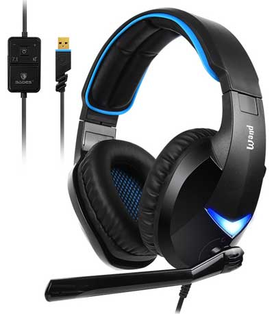 SADES Gaming Headset Wand SA-914-BL, 7.1CH,40mm ακουστικά (με USB)