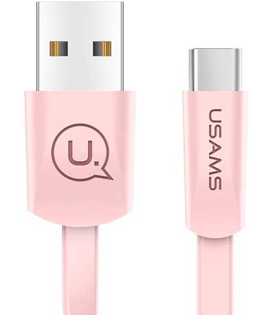 USAMS Καλώδιο USB σε Type-C US-SJ200, 1.2m, ροζ