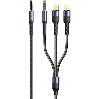 USAMS καλώδιο ήχου 3.5mm σε Lightning/USB-C/3.5mm US-SJ556, 1.2m, μαύρο