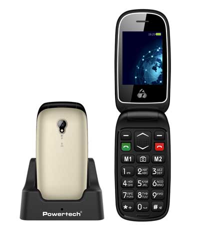 POWERTECH Κινητό Τηλέφωνο Sentry Global PTM-20, SOS Call, φακός, χρυσό