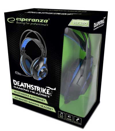 Esperanza EGH420B Headphones DEATHSTRIKE (black color, blue color)