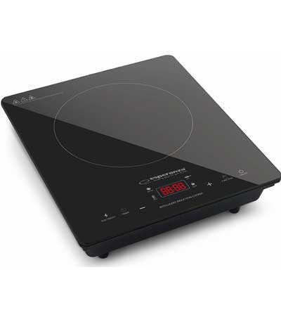 Esperanza EKH006 Μονή Επαγωγική Εστία Induction Plate Vesuvius 2000W με 4 λειτουργίες μαγειρέματος σε Μαύρο χρώμα