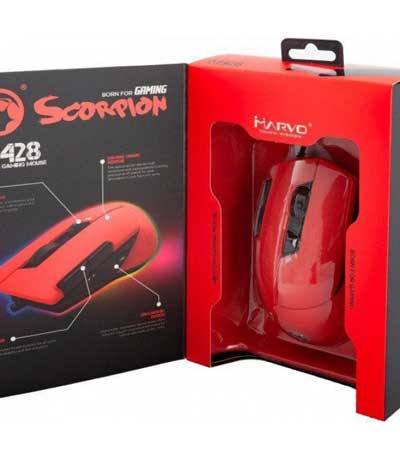 Marvo M428 Ενσυρματο Gaming Ποντικι 4800DPI 7 Προγρα.Πληκτρα Κοκκινο