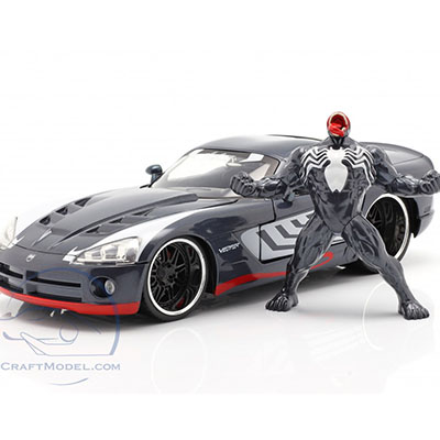Jada Toys DODGE VIPER YEAR 2008 WITH FIGURE VENOM MARVEL SPIDERMAN