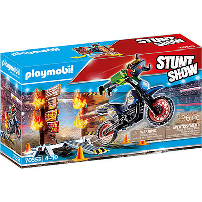 Playmobil Stunt Show Μοτοσικλετιστής και Τοίχος Φωτιάς για 4-10 ετών 70553