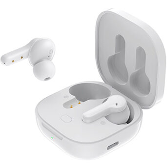 QCY T13 TWS White Dual Driver 4-Mic Noise Cancel True Wireless Earbuds QUICK CHARGE 380MAH