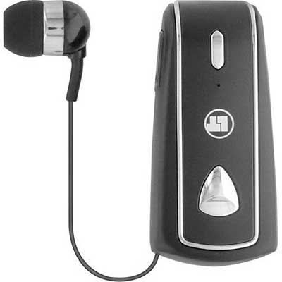 Lamtech Retractable BT 5.0 Clip On Headset Black (Hanging Cord)