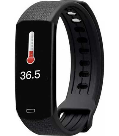 LAMTECH BODY TEMPERATURE DETECTION SMART WRISTBAND WITH HEART RATE MONITOR BLACK
