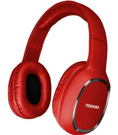 Toshiba Audio Bluetooth Sport Rubber Coated Stereo Headphone Red