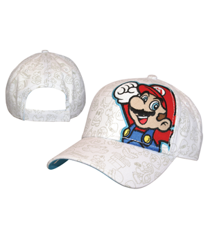 CAP ADJ WHITE WITH MARIO EMBROIDERY
