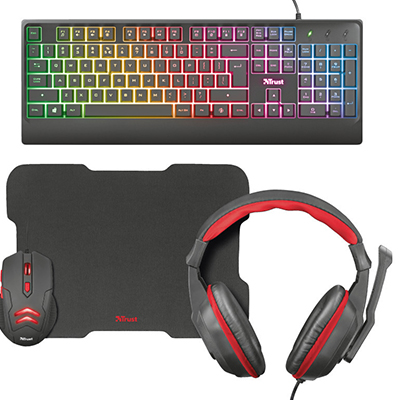 TRUST Ziva Σετ 4-in-1 Gaming Bundle (Keyboard, Mouse, Headset, Mousepad) 24471
