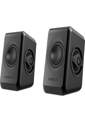 SONIC GEARS USB POWERED QUAD BASS SPEAKERS 2,0 BLACK COOL GREY