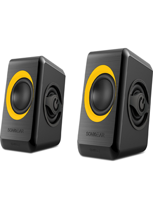 SONIC GEARS USB POWERED QUAD BASS SPEAKERS 2,0 BLACK SUNNY ORANGE