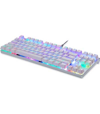 Motospeed CK101 White Wired Mechanical Keyboard RGB Blue Switch GR Layout