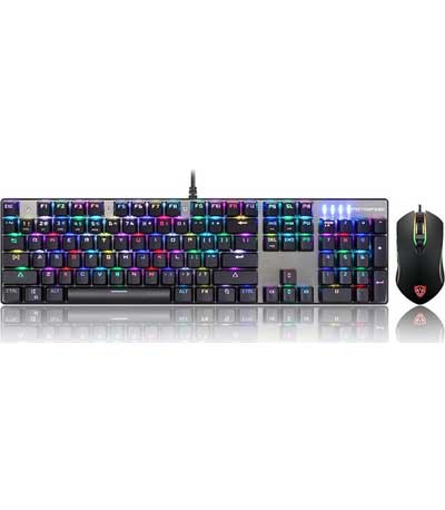 Motospeed CK888 Wired Mechanical Keyboard Mouse Combo RGB Red Switch Gr Layout