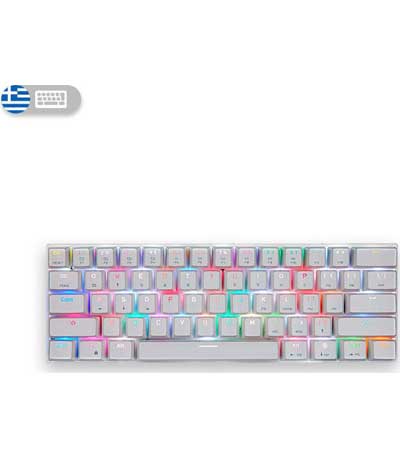 Motospeed CK62/Κ62 White Bluetooth Mechanical Keyboard RGB Blue Switch GR Layout