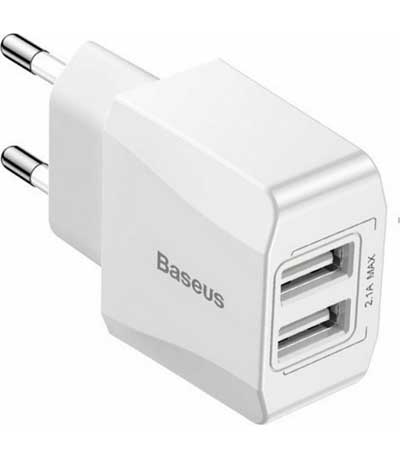 Baseus Φορτιστής Mini Dual-U 2xUSB 2.1A Λευκό (CCALL-MN02)