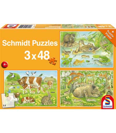 Schmidt Παζλ 3x48τεμ. Ζωάκια 56222