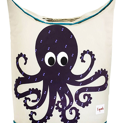 3 Sprouts Παιδικό Καλάθι Απλύτων από Ύφασμα Octopus Navy Μπλε 50x29x57cm