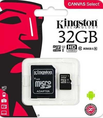 Κάρτα Μνήμης Kingston MicroSDHC 32GB Class 10 με Ανταπτορα