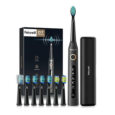 FairyWill Sonic toothbrush with head set and case FW-507 Plus (Black) (FW-507 black plus)