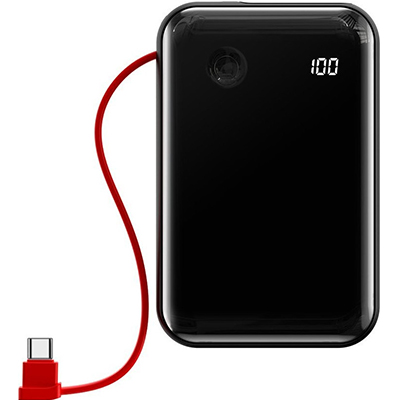 Baseus Mini S Digital Display (USB-C) Power Bank 10000mAh 15W Θύρες USB-A USB-C Μαύρο (PPXF-A01)