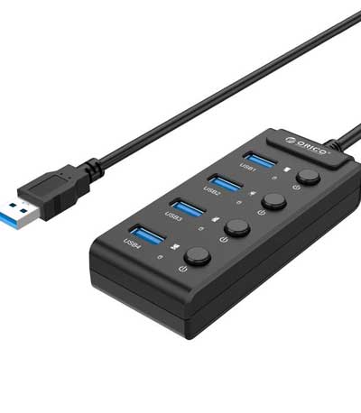 ORICO USB 3.0 Hub W9PH4-U3, 4x USB3.0 ports, 5Gbps, μαύρο (W9PH4-U3-V1-BK-BP)