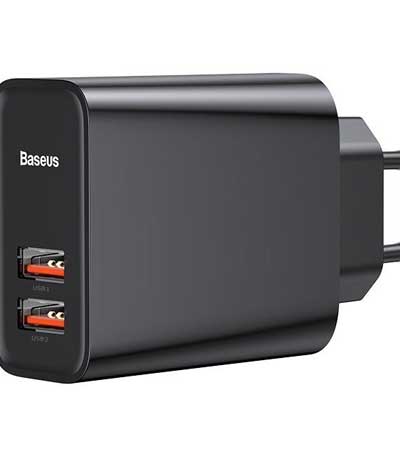 Baseus Quick Wall Charger, 2x USB, QC 3.0, 30W (black)