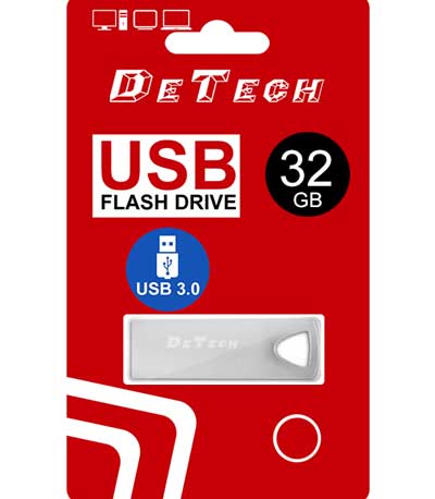 Μνήμη USB DeTech, 32GB, USB 3.0, Ασημένιο - 62038