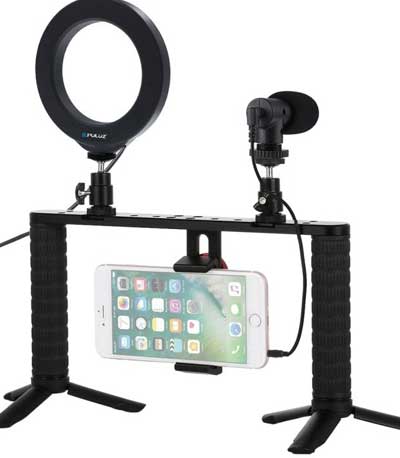 Puluz Vlog platform with LED lamp and microphone Smartphone PKT3028