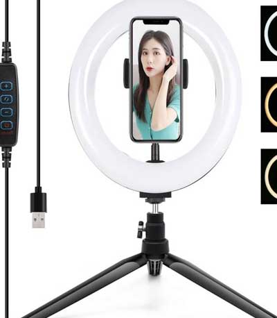 Puluz Tripod Mount with 20cm LED Ring Vlogging PKT3073B